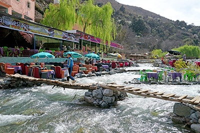 Restaurants by the side of the river, Ourika Valley