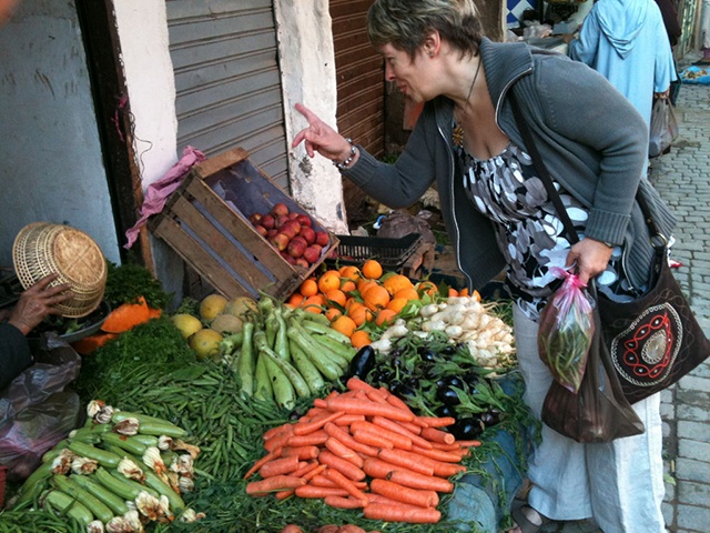 Buying vegetables at the local market